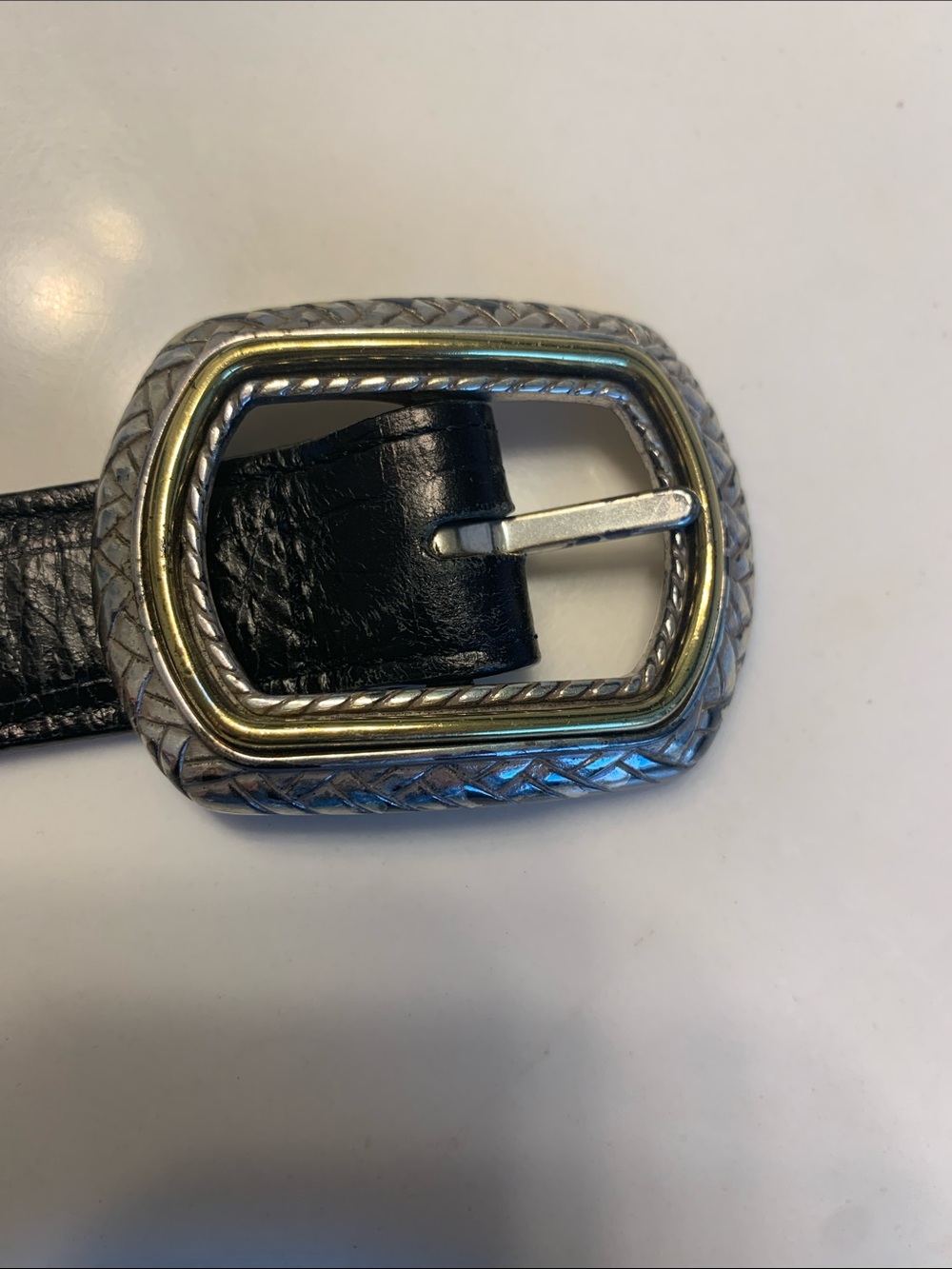 Brighton Black/Brown Reversible Leather Belt with Two-Tone Metal Buckle